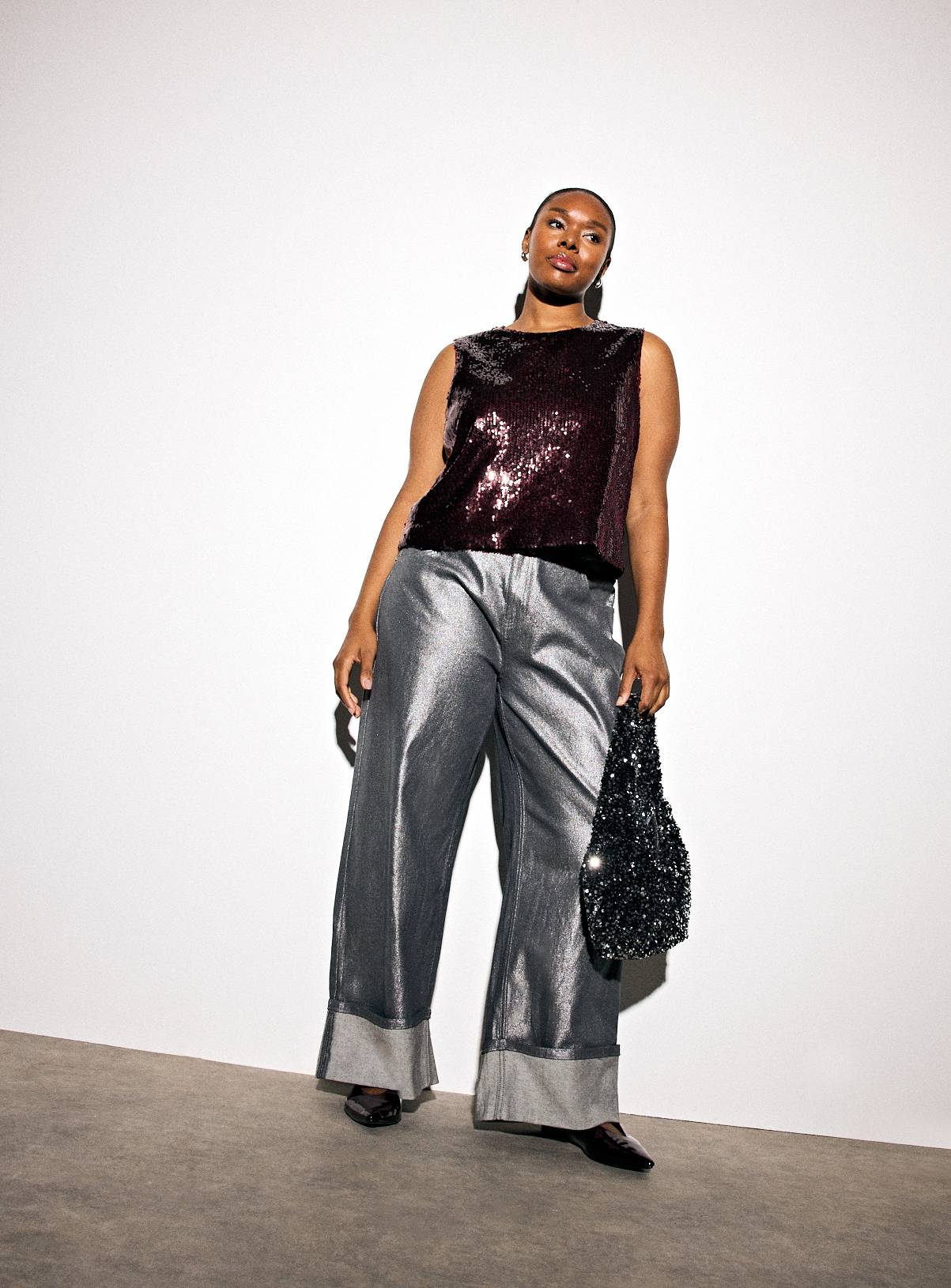 Dark Red Sequin Embellished Square Neck Shell Top 16 - Image 2